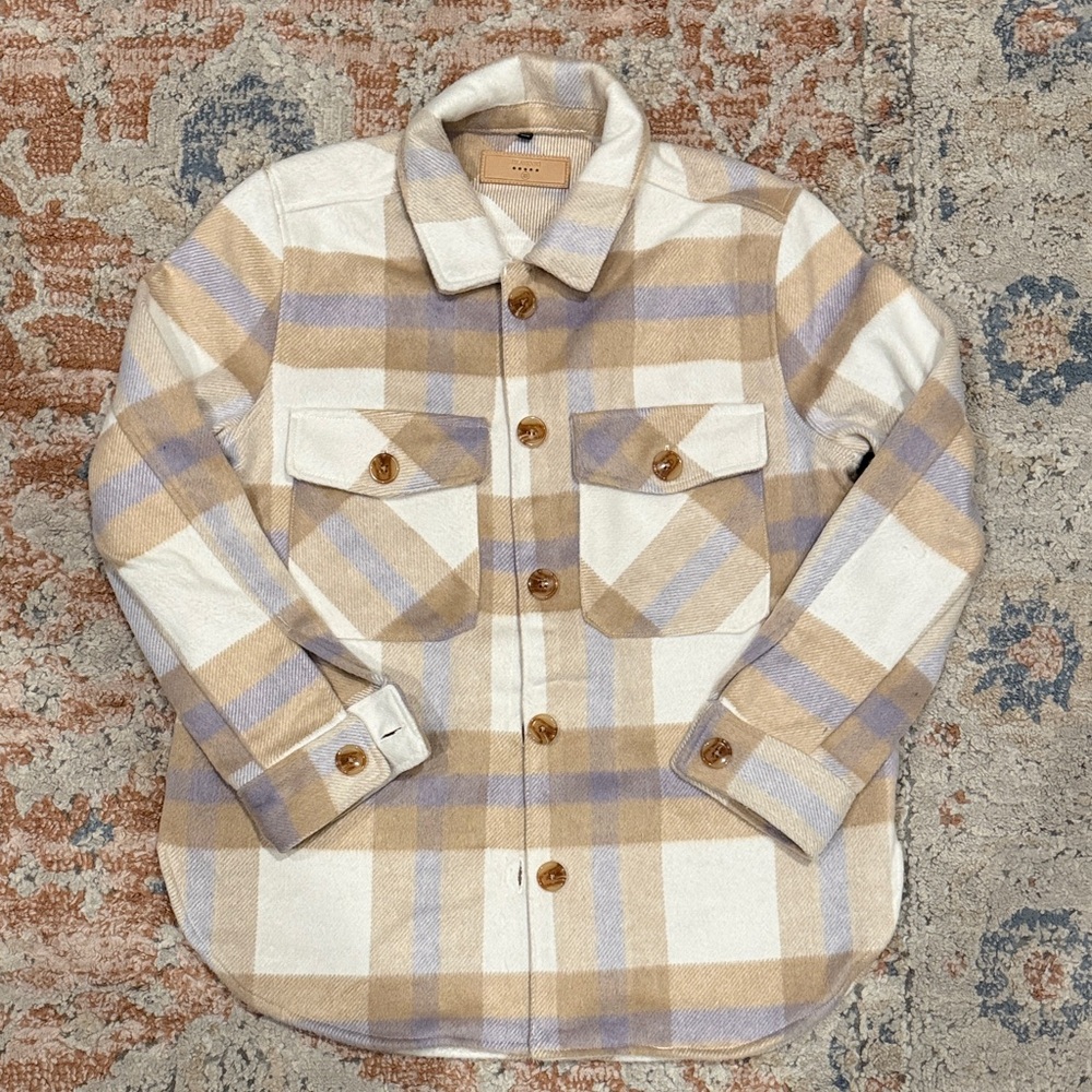 Blank NYC Cream and Tan Plaid Jacket